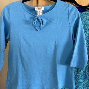 Talbots Petite Blue Tie Front Top EUC